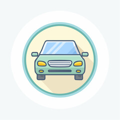 Car Icon Illustration Teal Vehicle with Front View on White Background for Transportation Concepts