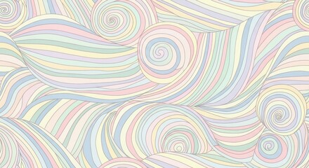 Obraz premium Pastel colored wavy lines form a soothing abstract pattern.