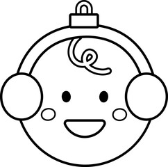 Cute gingerbread man Christmas ornament decoration outline vector. 
Holiday character ornament children's coloring pages and templates isolated.
Transparent background.