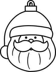 Cute Santa Claus Christmas ornament decoration outline vector. 
Holiday character ornament children's coloring pages and templates isolated.
Transparent background.