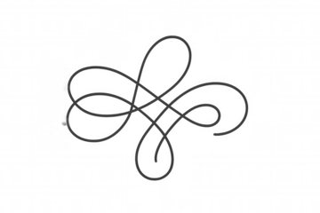 Decorative line art flourish with abstract celtic knot style design on transparent background