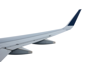 Airplane Wing in Flight Isolated on Black