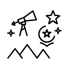 Telescope and celestial objects on a mountain