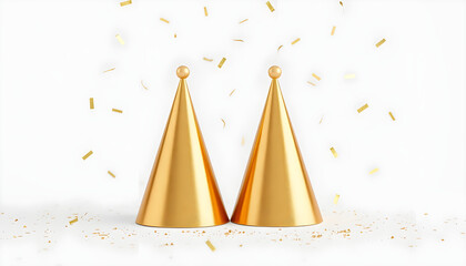 Celebration party hats festive setting event decorations joyful atmosphere top view fun concept