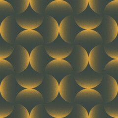 Vector abstract patterned seamless background with halftone retro style circular spin in yellow and green colours. Grainy textured pattern inspired by 60s 70s design, cozy interior and nostalgic mood