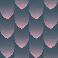 Vector abstract seamless patterned background with elegant shifted curved tile in pink and blue hues. Half tone grainy textured abstraction for fashion, decor, textile and stylish design projects