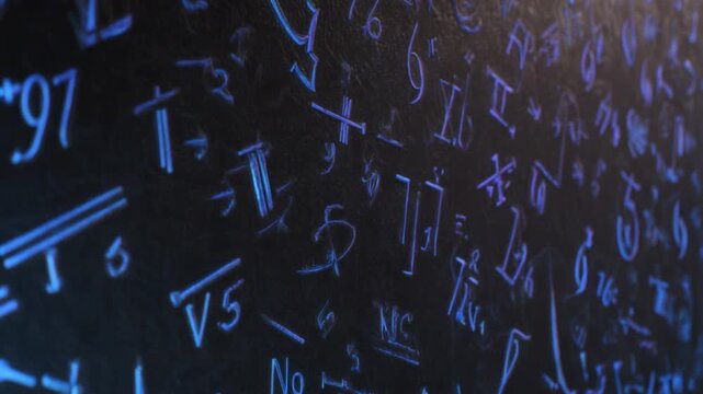 Exploration of Mathematical Formulas and Symbols Illuminated on a Dark Background Unveiling the Complexity of Mathematical Concepts and Theories Through Visual Representation
