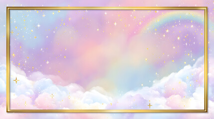 Whimsical watercolor baby shower border frame with pastel colors, cute toys, clouds, moon, and stars, 3D layered watercolor texture, soft focus edges, perfect for invitation design.