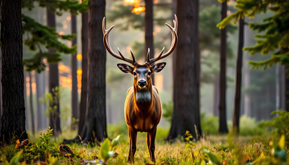 Majestic deer standing in forest nature scene wildlife photography tranquil environment