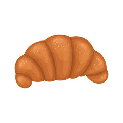Golden-brown baked good with crescent shape, flaky texture, small white specks, light and airy