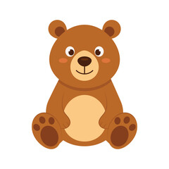 A delightful cartoon brown bear sits upright, exuding charm with its simple yet adorable design.