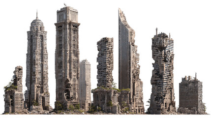 Set of Ruined Skyscrapers