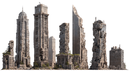 Set of Ruined Skyscrapers