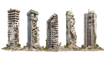 Set of Ruined Skyscrapers