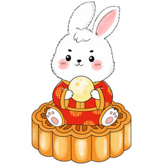 Cute Rabbit Moon festival on Mooncake