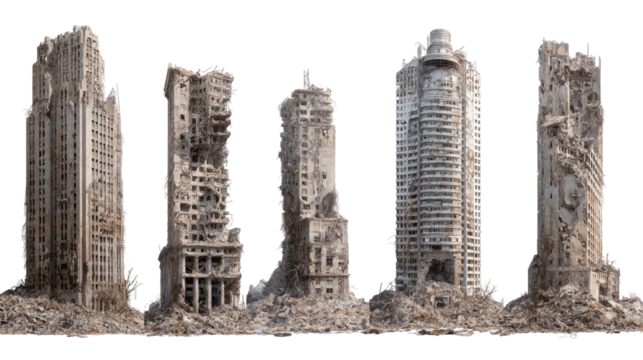 Set of Ruined Skyscrapers