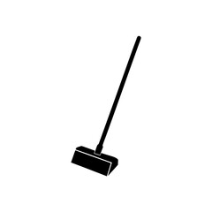 Illustration of a simple black broom on transparent background silhouette
