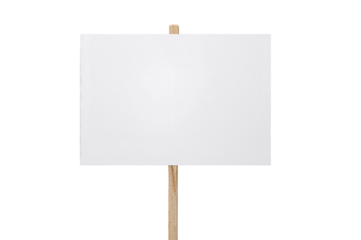 Blank white sign on a wooden stick mockup