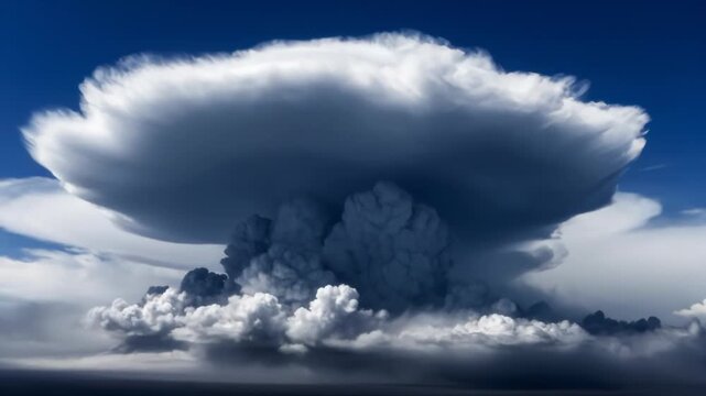 Massive Cumulonimbus Cloud Formation Against Deep Blue Sky