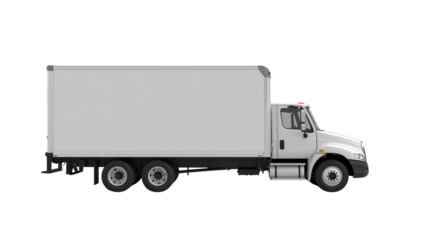 White box truck side view isolated