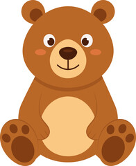 A cheerful cartoon teddy bear with a cute smile, perfect for children's books or illustrations.