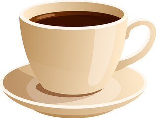 A full cup of dark coffee rests on a matching saucer, offering a comforting and inviting scene.