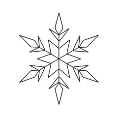 Geometric snowflake design in black outline for Christmas decoration  