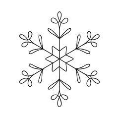 Stylized snowflake illustration with branches and leaves for winter  