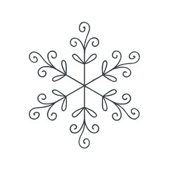 Decorative snowflake design in minimalist style on white background  