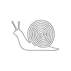 Simple line drawing of a snail with spiral shell design  