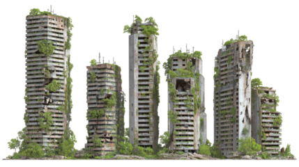 Set of Ruined Skyscrapers