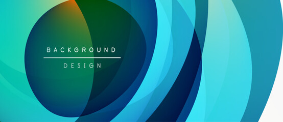 Abstract layers create dynamic visual flow. Blue, green hues dominate composition. Modern design element for backgrounds.