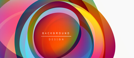 Obraz premium Abstract colorful layers create dynamic circular design. Text reads background design within central shape. Vibrant hues dominate composition.