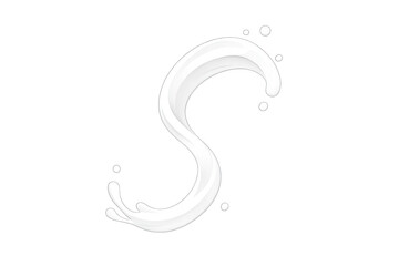 Fototapeta premium White milk splash swirl forming an abstract fluid shape with flying drops, isolated on transparent background