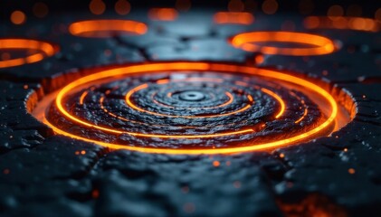 The Unseen Vibrations of Everyday Objects An abstract visualization of subtle, glowing vibrations emanating from a smooth, polished stone. The vibrations are depicted as faint, concentric rings of