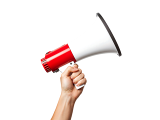 Hand Holding Red and White Megaphone