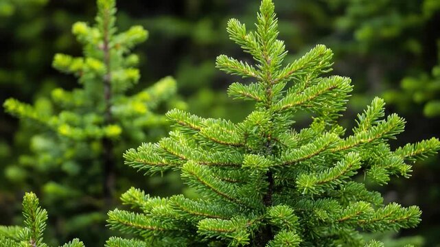 A detailed view of a small pine tree's needles and branches, ideal for use in nature-inspired designs or as a symbol in artistic compositions