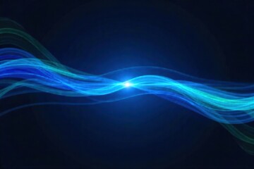Dynamic Gradients and Light Streaks for Tech and Innovation Templates A deep indigo background with energetic, luminous streaks of electric blue and neon green light flowing across it, suggesting