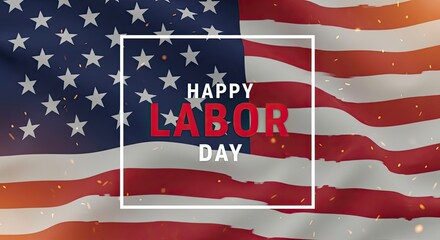 Happy Labor Day Celebration with American Flag Background