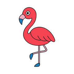 Flamingo Standing on One Leg Elegant Vector Art
