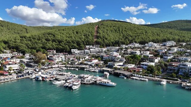 Aerial View of G&uuml;vercinlik Village, Bodrum, Turkey with Stunning Landscape