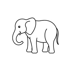Obraz premium Simple outline drawing of elephant on transparent background silhouette
