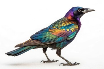 Fototapeta premium Colorful Bird in Profile With Iridescent Feathers Showing Vibrant Hues