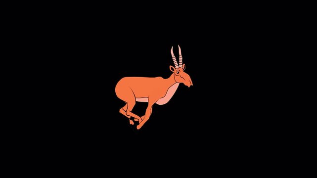 Saiga antilope running 2d loop animation wuth alpha chanel