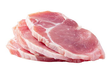Three slices of raw pork loin