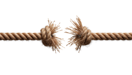 Broken rope frayed with frayed ends