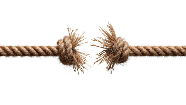 Broken rope frayed with frayed ends