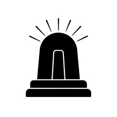 Silhouette of a flashing siren light on transparent background