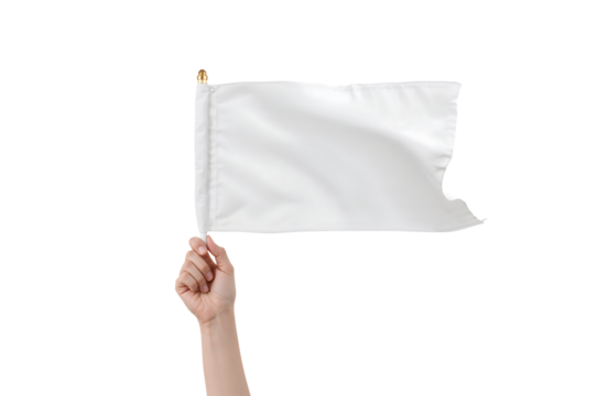 Blank White Flag Held by Hand for Mockup