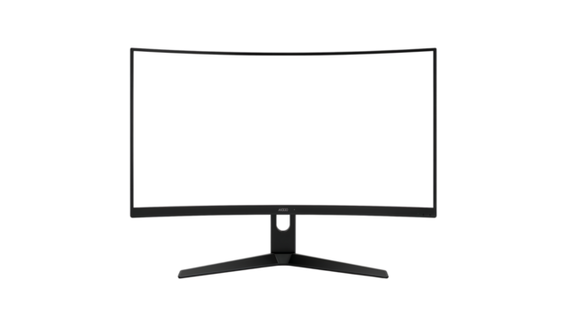 Curved Gaming Monitor Isolated on Black Background